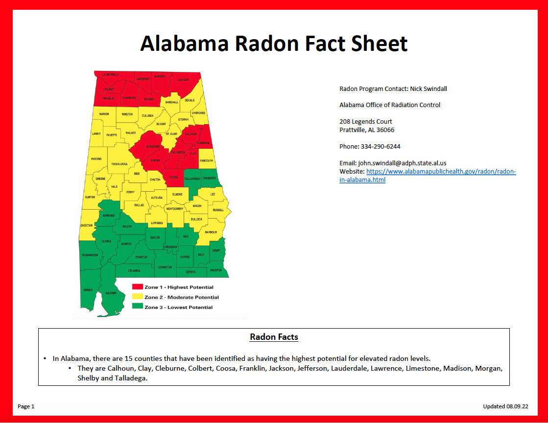Alabama Radon Fact Sheet 08.08.22