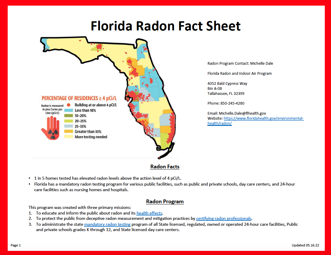 Florida Radon Fact Sheet 05.16.22