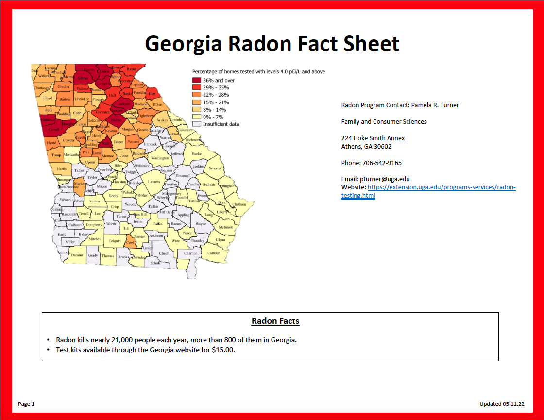 Georgia Radon Fact Sheet 05.11.22
