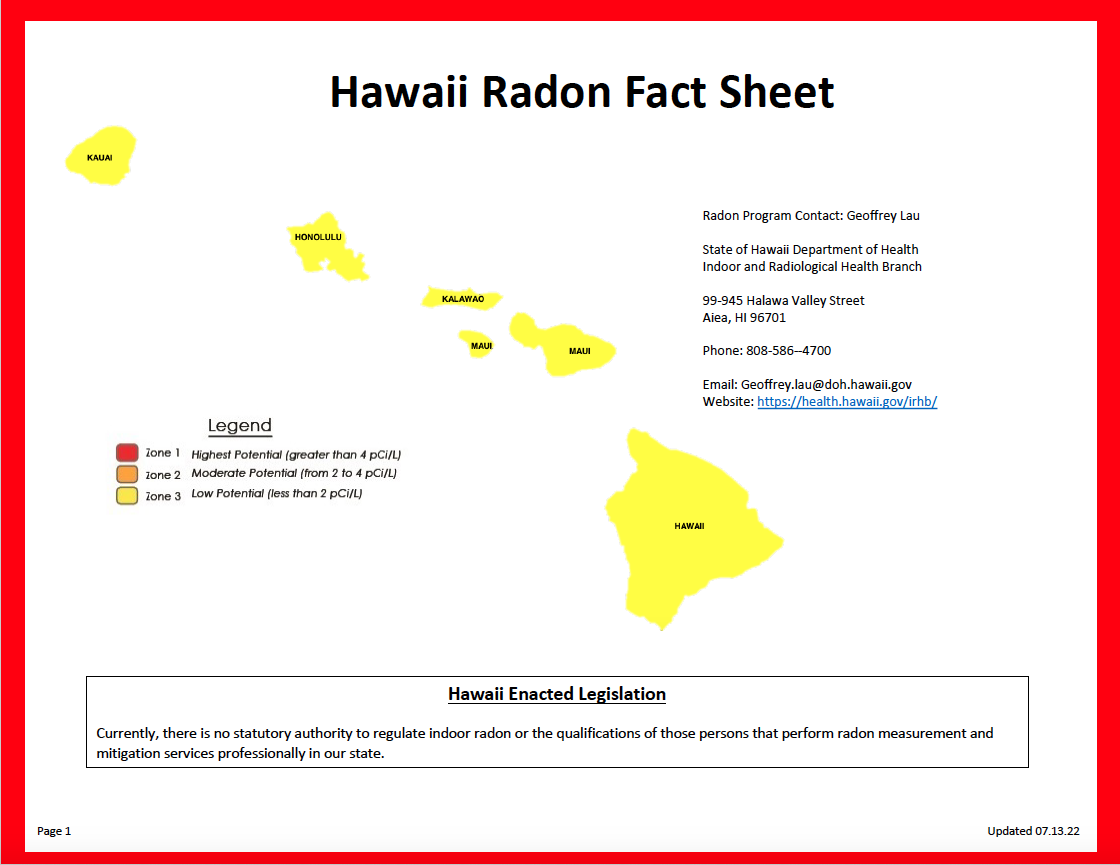 Hawaii Radon Fact Sheet 07.13.22