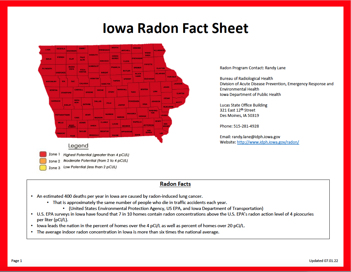 Iowa Radon Fact Sheet 07.01.22