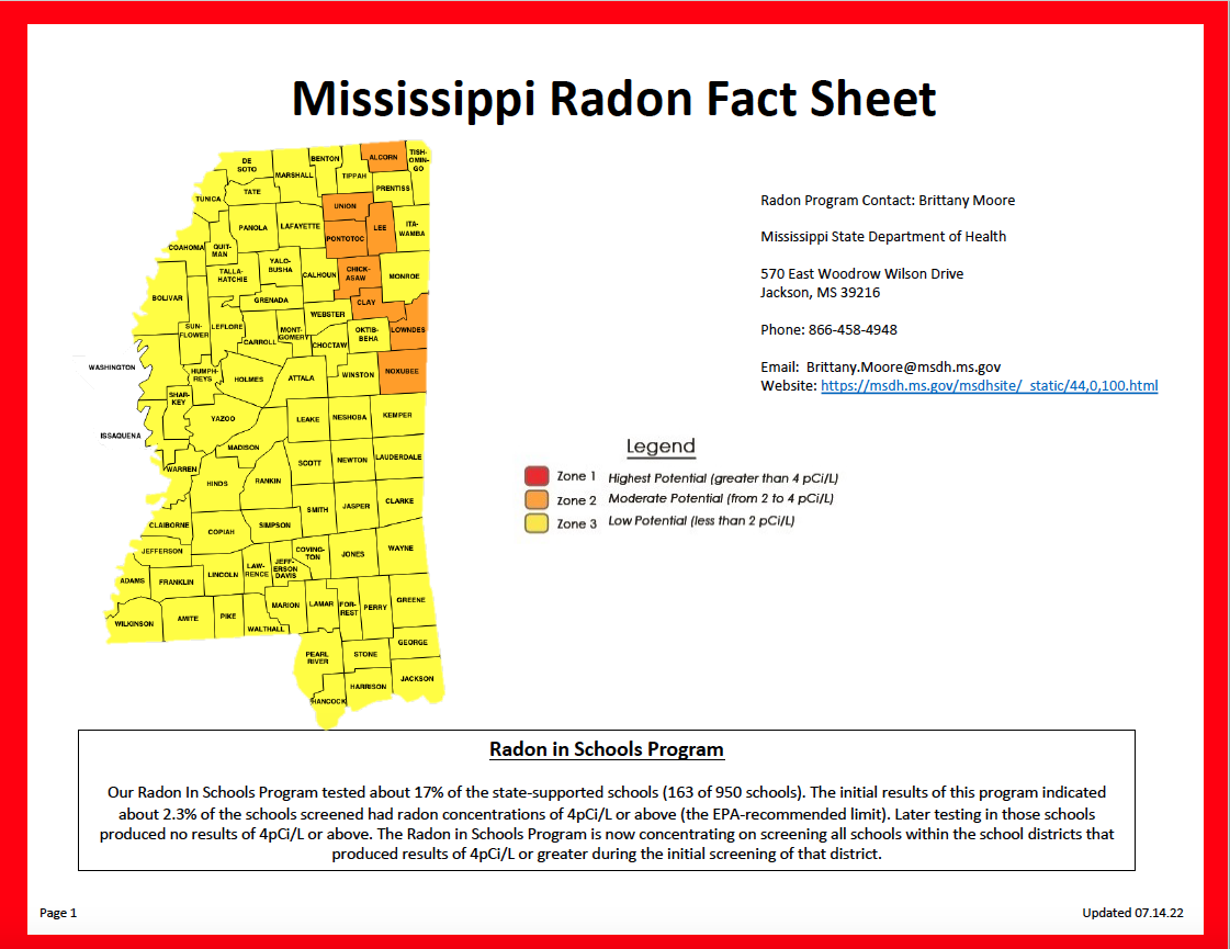 Mississippi Radon Fact Sheet 07.14.22