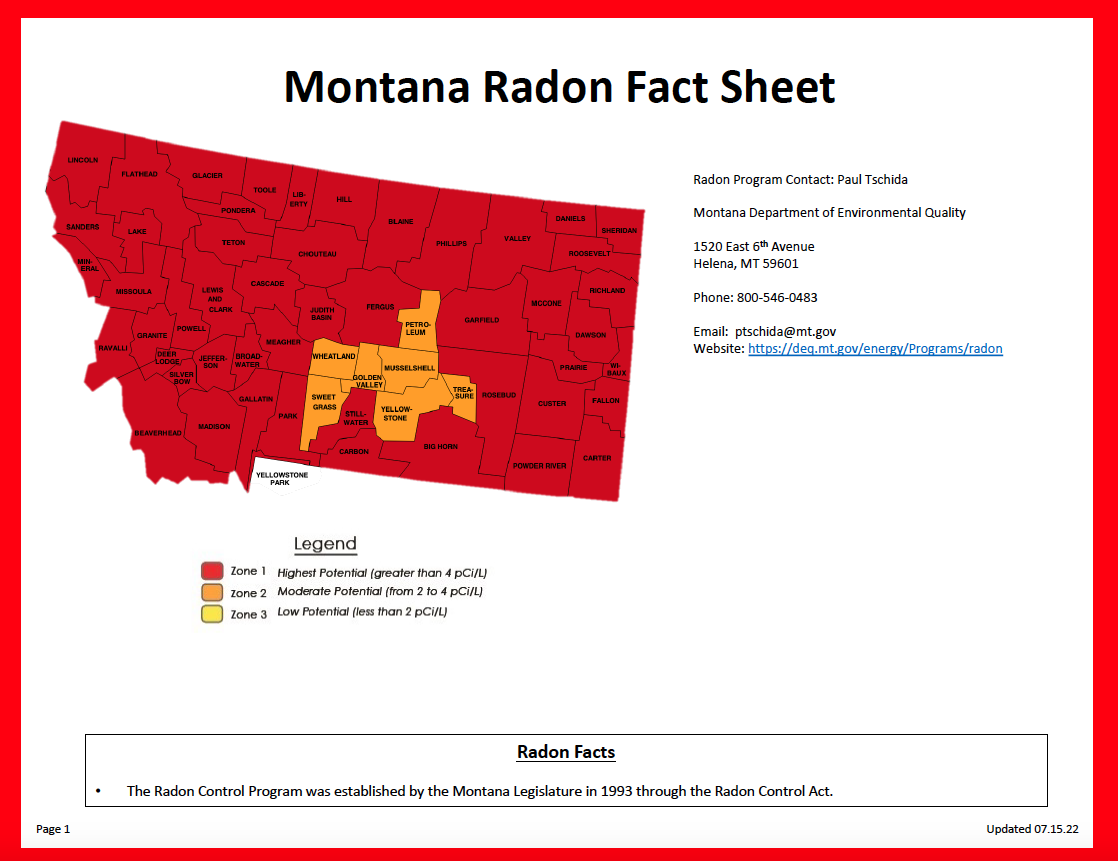 Montana Radon Fact Sheet 07.15.22