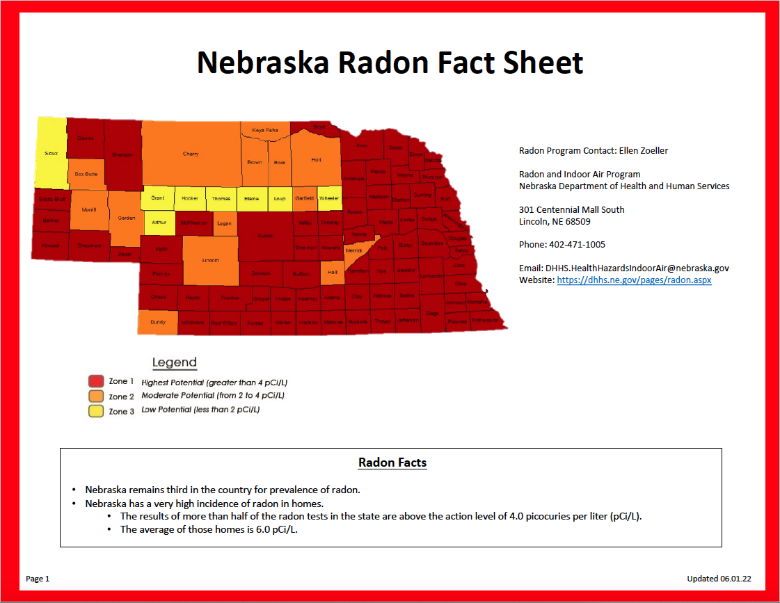 Nebraska Radon Fact Sheet 06.01.22