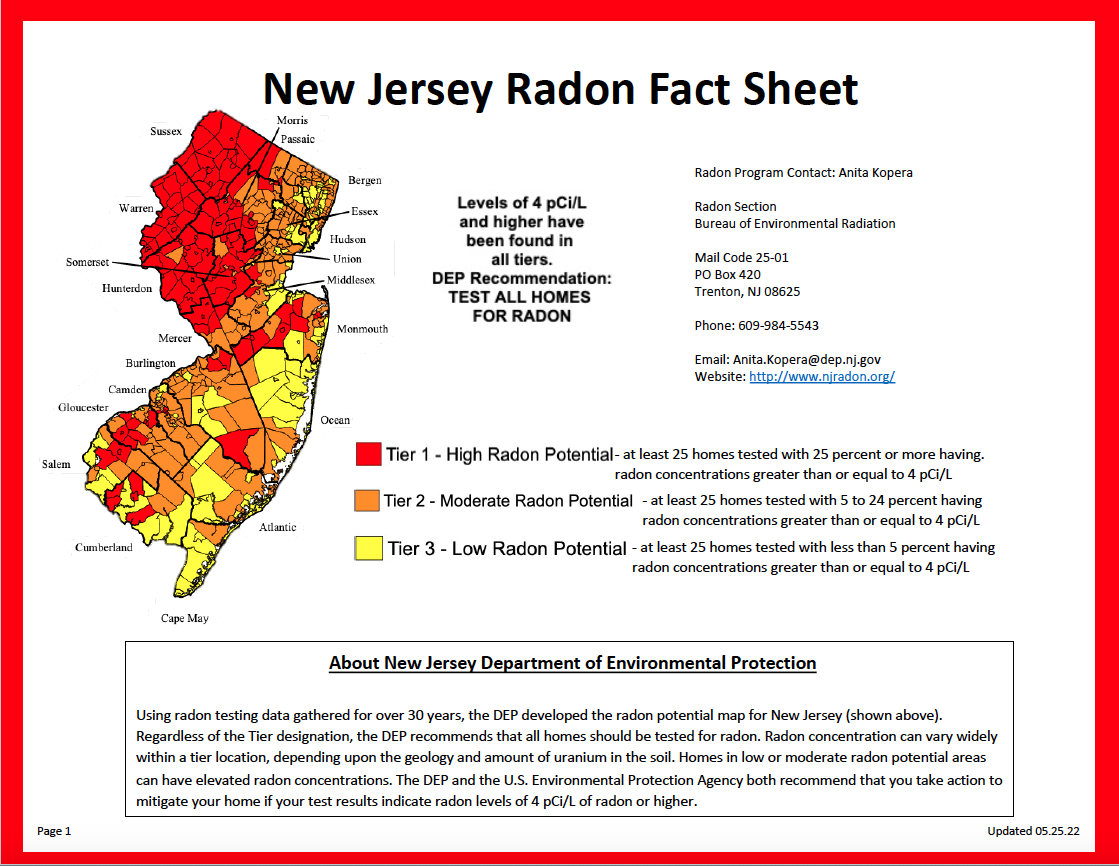 New Jersey Radon Fact Sheet 05.25.22