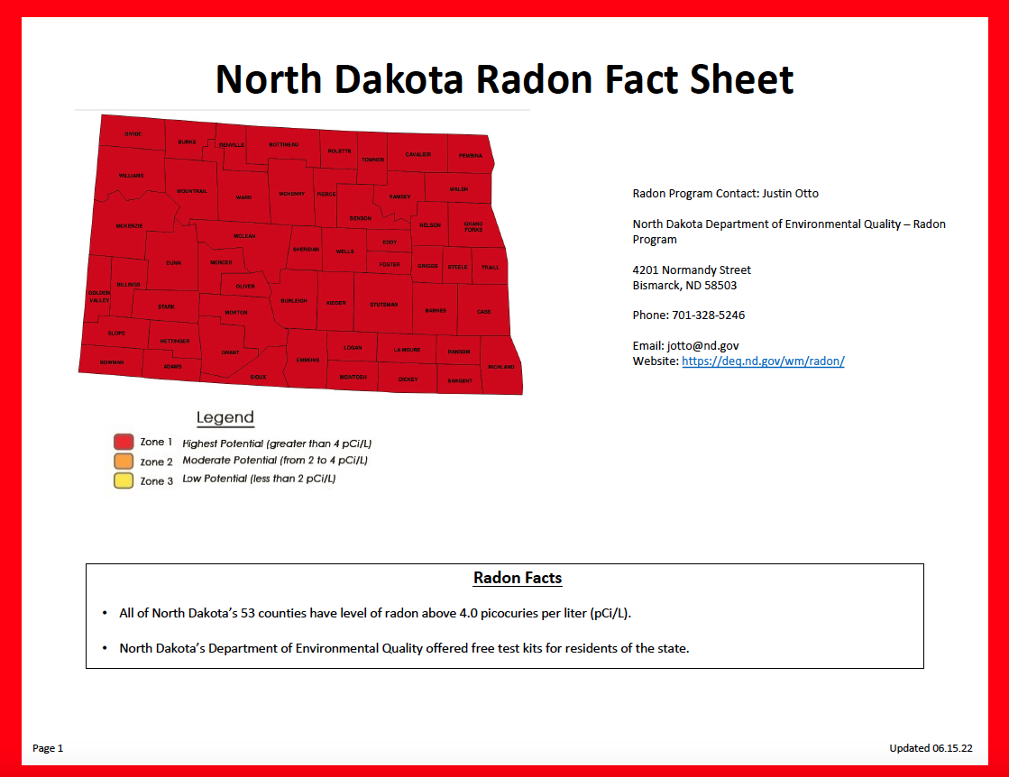 North Dakota Radon Fact Sheet