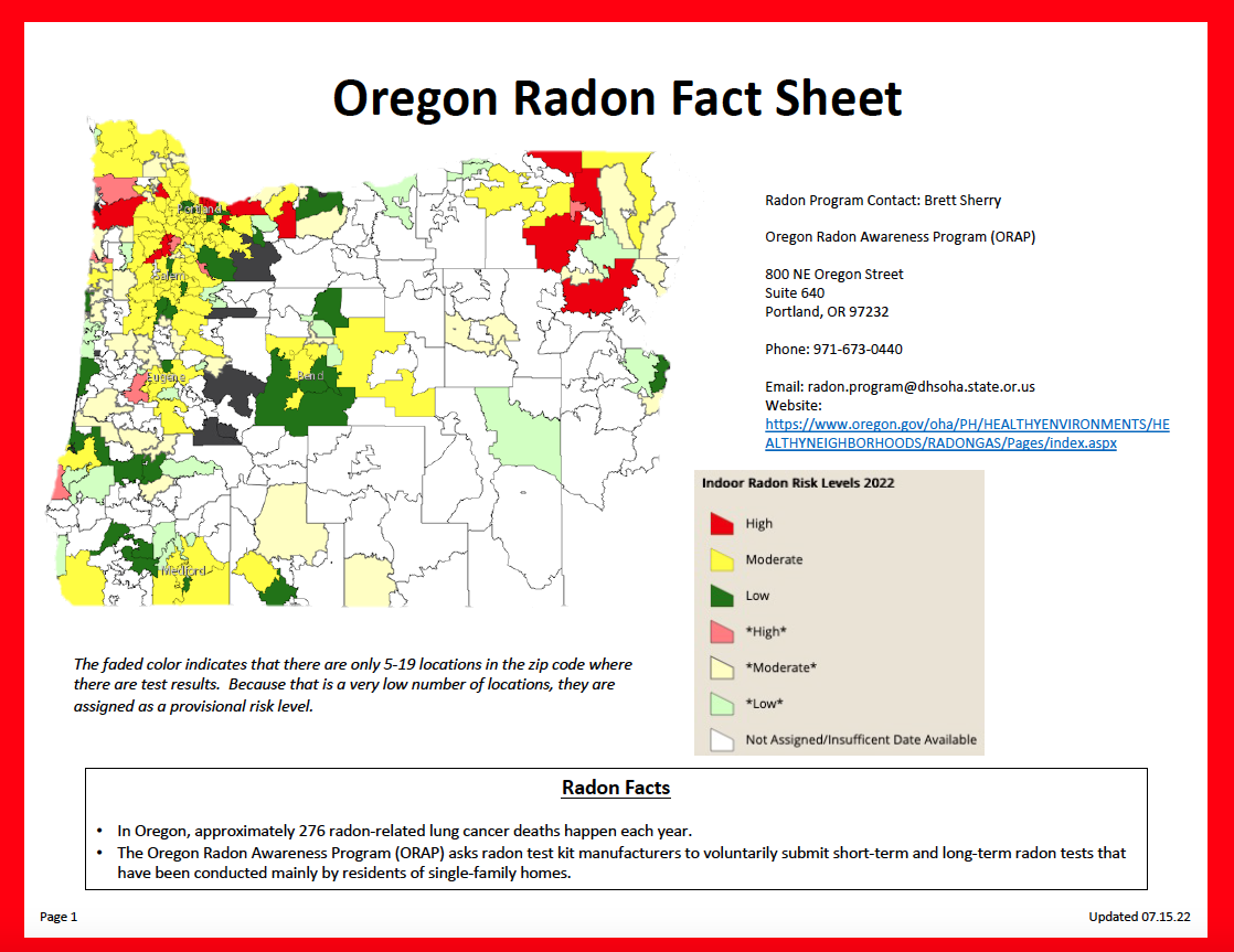 Oregon Radon Fact Sheet 07.15.22