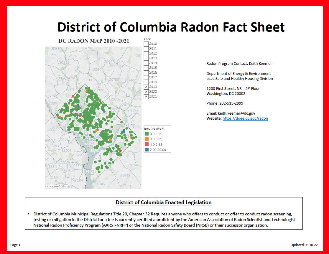 Washington D.C. Radon Fact Sheet 08.10.22